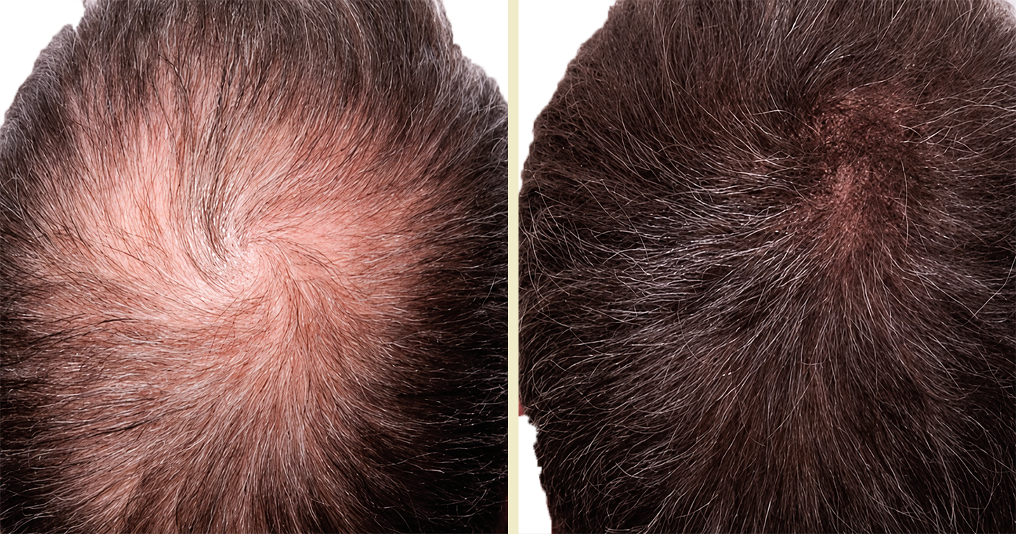 Hair restoration before and after result 2 — scalp microneedling at Acupuncture First